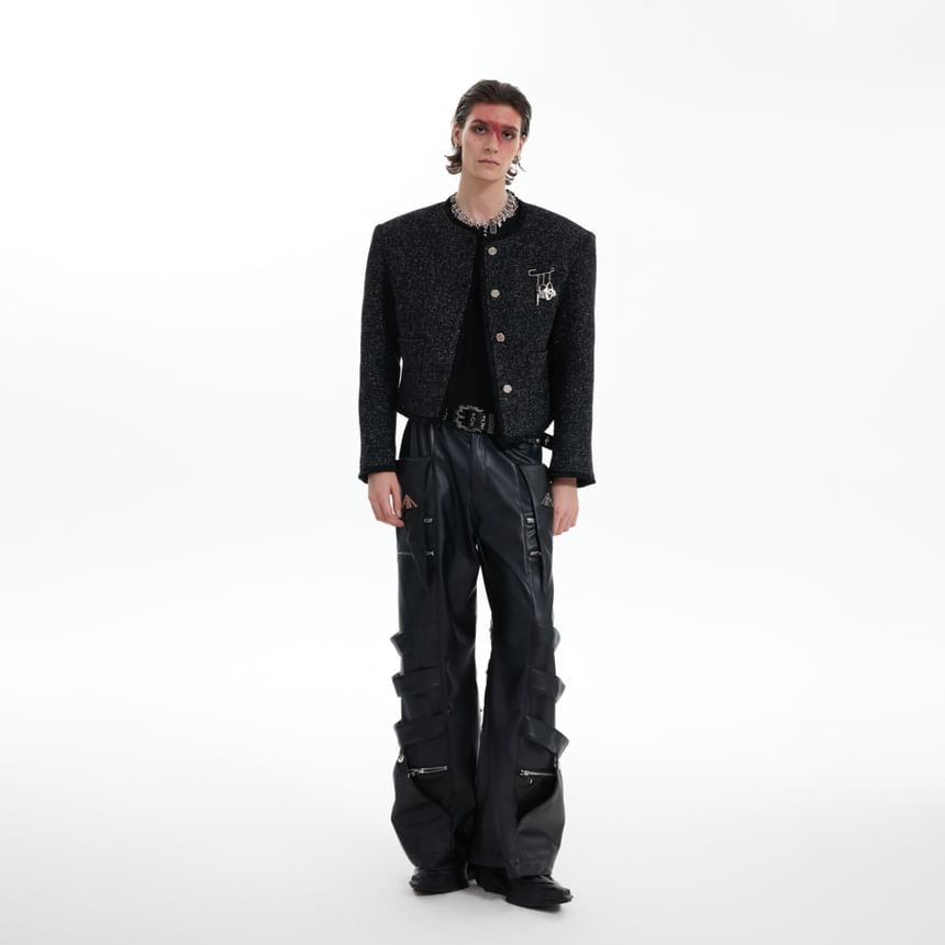 Couple Matching Round Neck Tweed Button Jacket