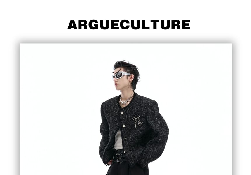 Couple Matching Round Neck Tweed Button Jacket