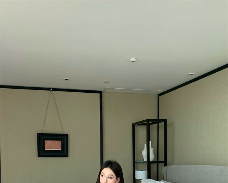 Off Shoulder Oversized Sweater Drop Belt Plain /