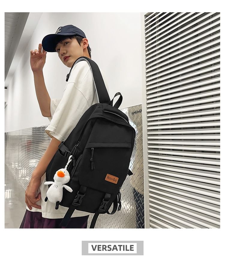 Plain Buckled Nylon Laptop Backpack / Bag Charm / Set