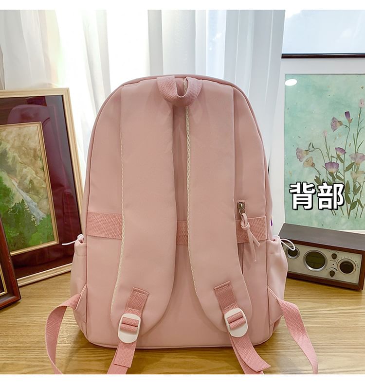 Dog Embroidered Nylon Laptop Backpack / Bag Charm / Badge / Set