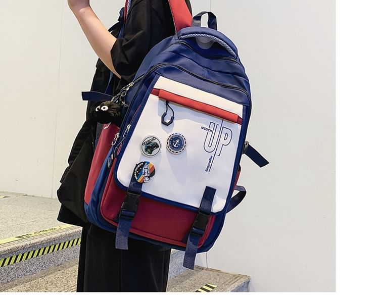 Lettering Print Nylon Laptop Backpack