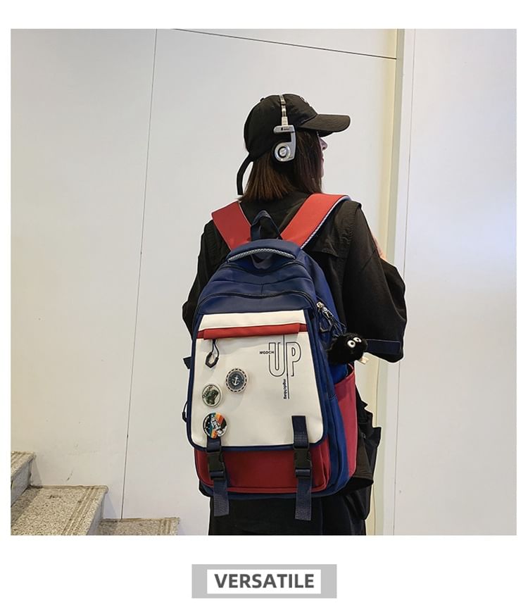 Lettering Print Nylon Laptop Backpack