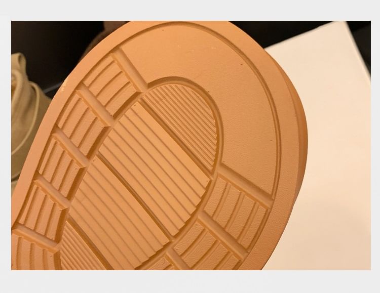 Buckled Fleece-Lined Platform Short Snow Boots