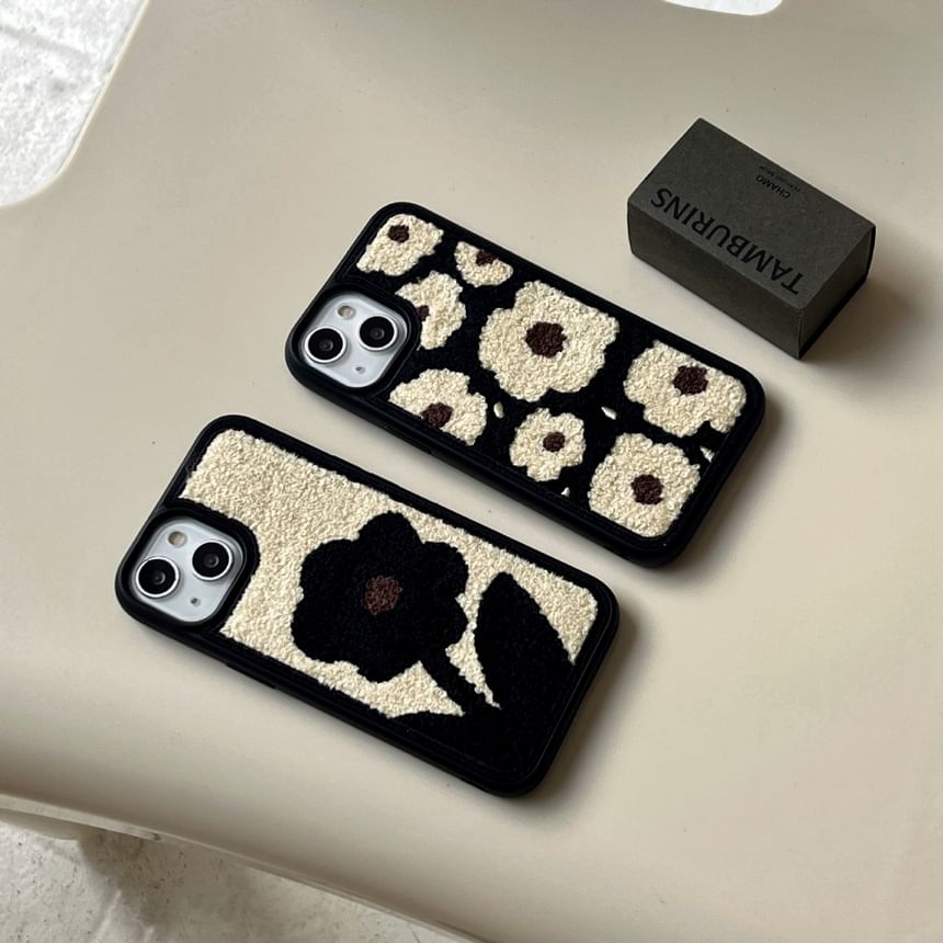 Smiley Floral Embroidered Phone Case