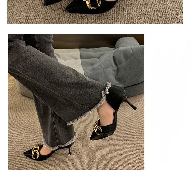 Stiletto Pumps Toe Pointed Chained D'Orsay