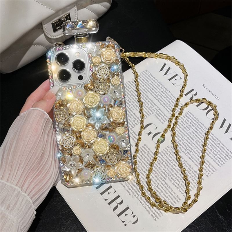 Case Galaxy Rose Lanyard Rhinestone Phone