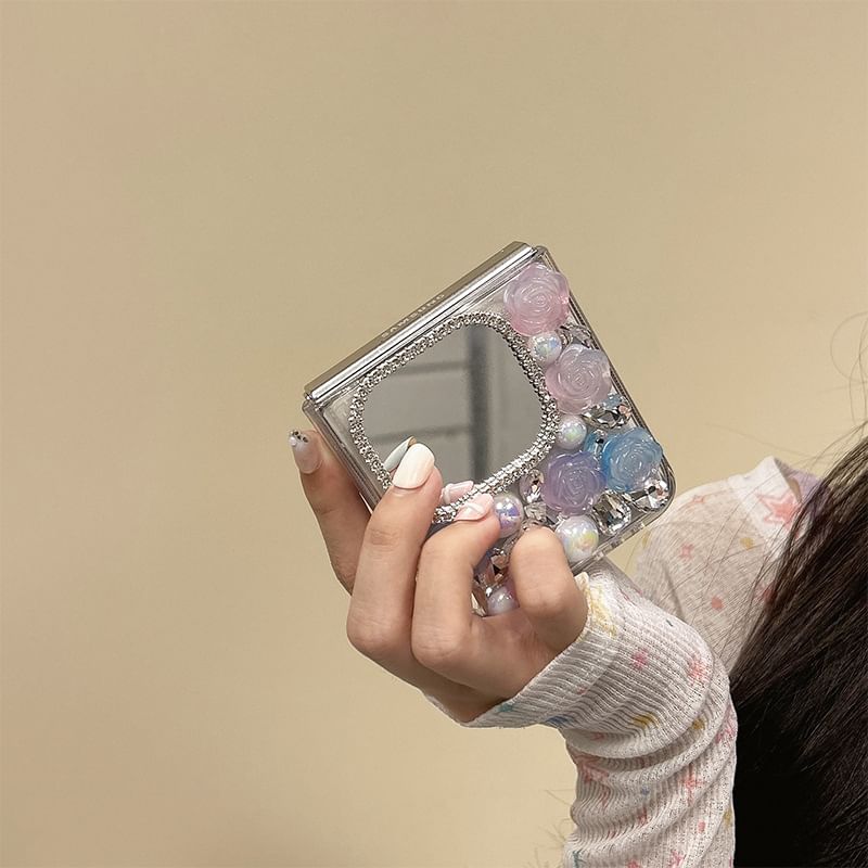 Rose Mirrored Phone Rhinestone Case