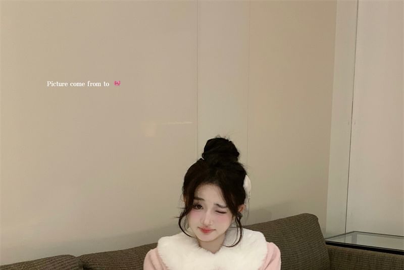 Fleece-Trim Wool Jacket with Sash