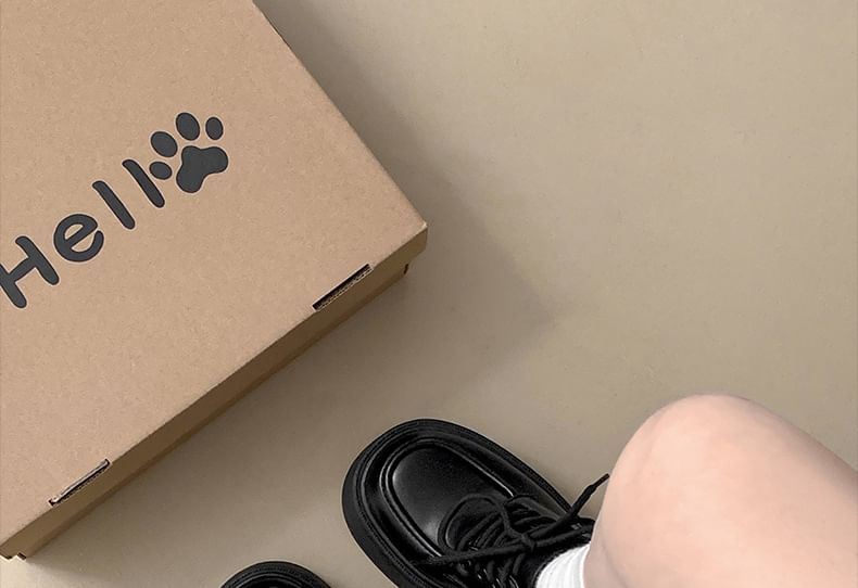 Lace-Up Heel Platform Chunky Derby Shoes