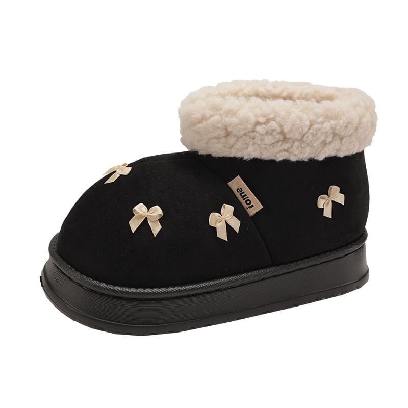 Short Fleece-Lined Snow Platform Bow Boots