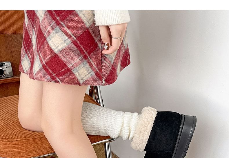 Short Fleece-Lined Snow Platform Bow Boots