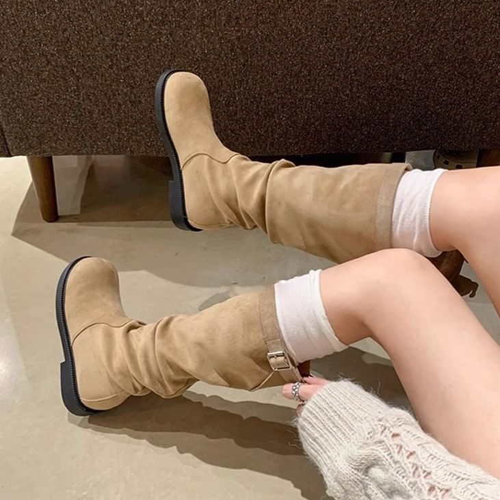 Tall Plain / Mid Calf Buckled Boots