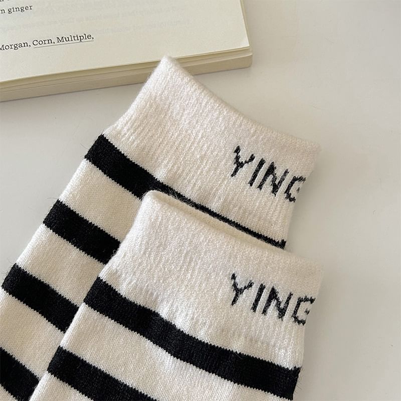 Striped Lettering Socks