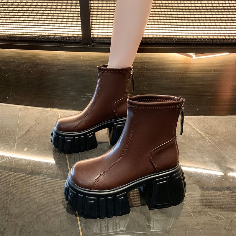 Faux Boots Platform Leather Short