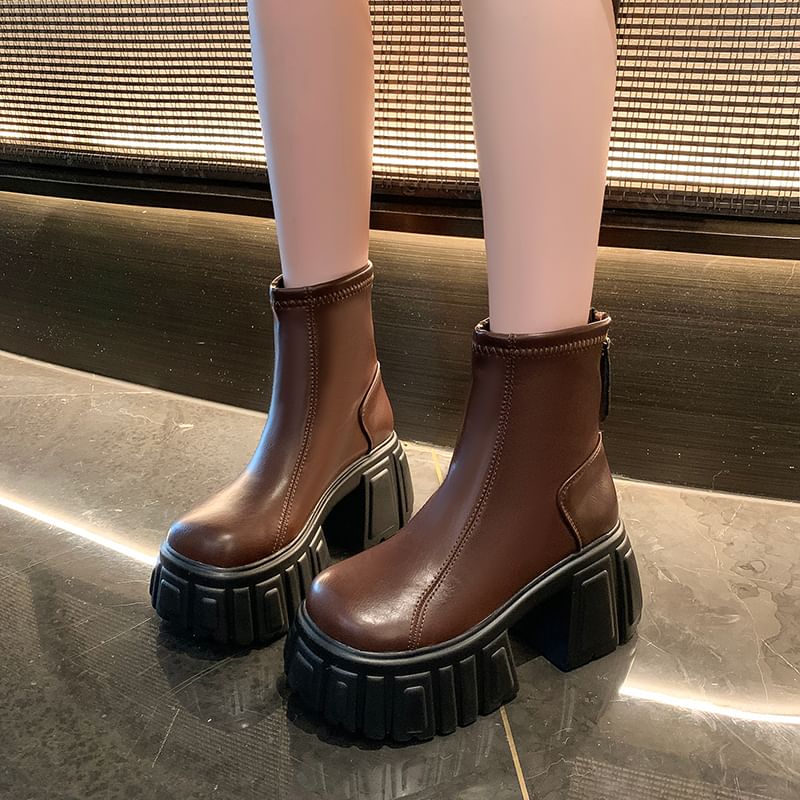 Faux Boots Platform Leather Short