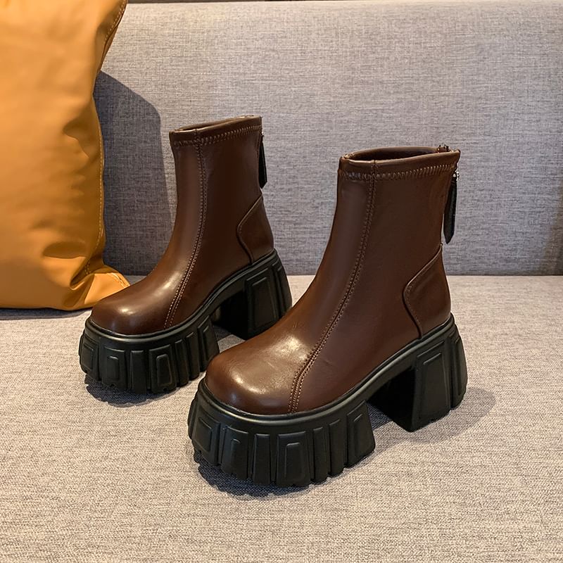 Faux Boots Platform Leather Short