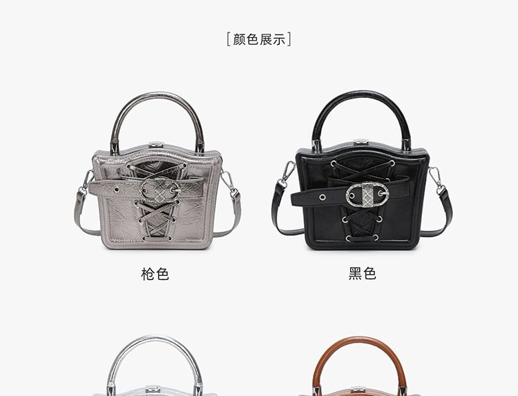 Lace-Up Buckled Crossbody Bag