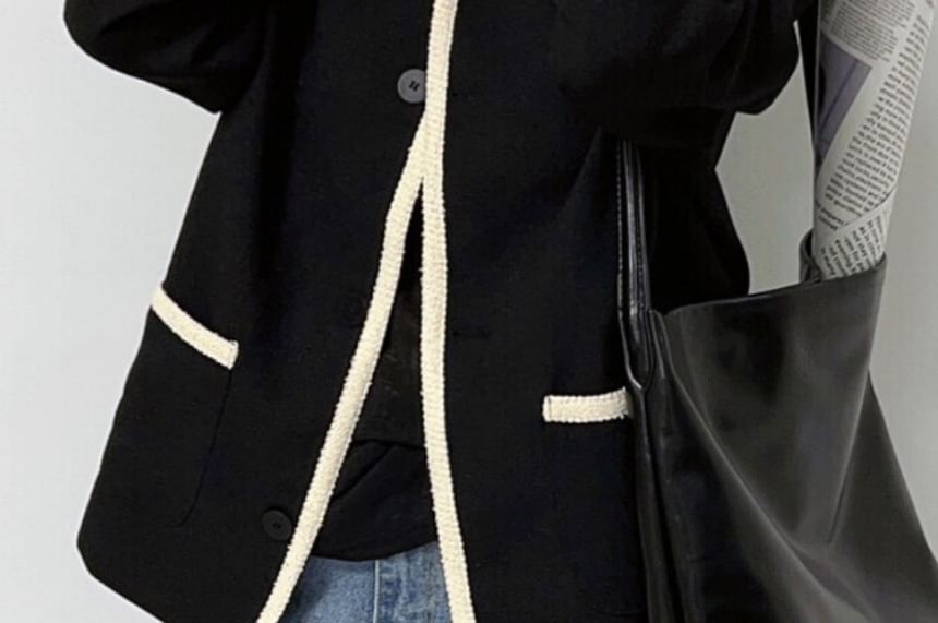 Unisex Contrast Trim Tweed Jacket