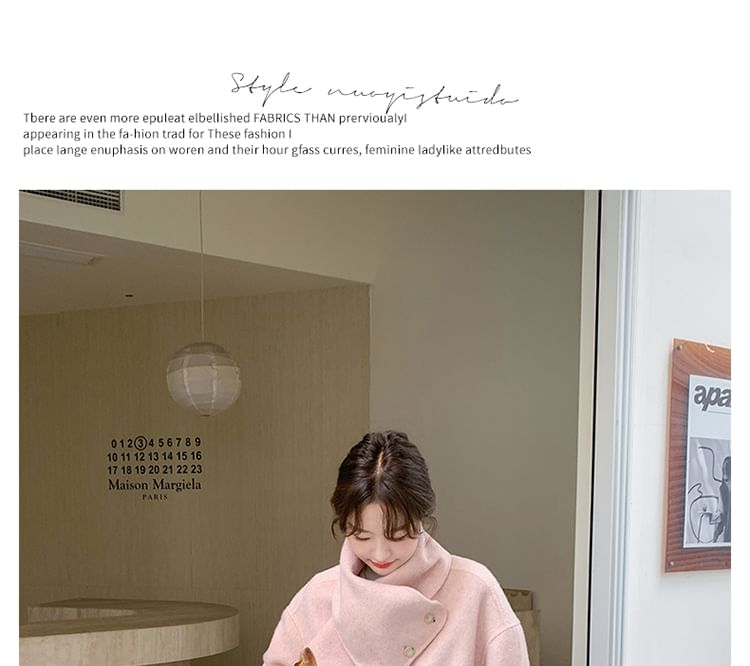 Turtleneck Asymmetrical Button-Up Blazer