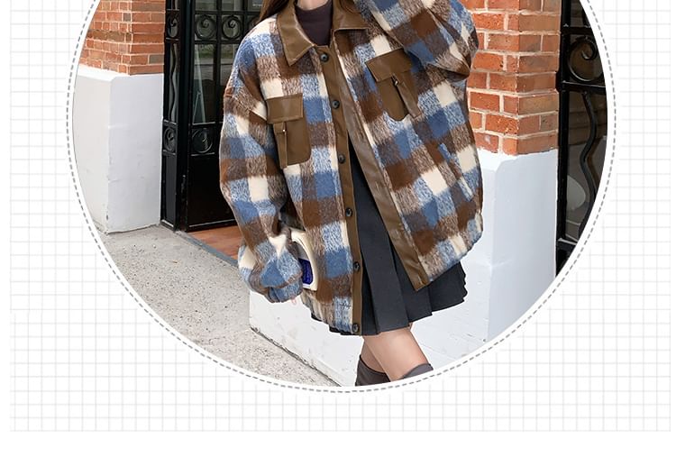 Collared Plaid Button-Up Jacket