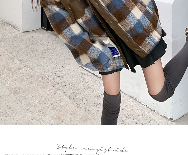 Collared Plaid Button-Up Jacket