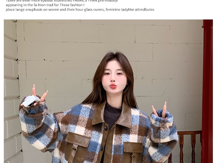 Collared Plaid Button-Up Jacket