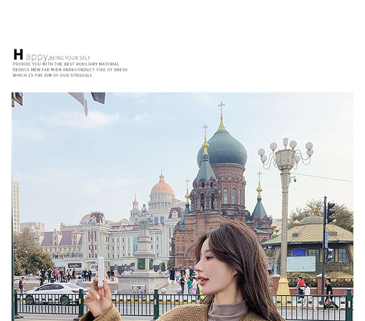 Crewneck Button-Up Tweed Jacket