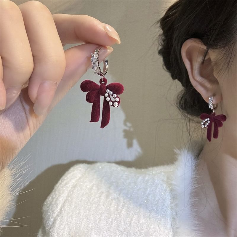 Earring Rhinestone Bowknot Drop