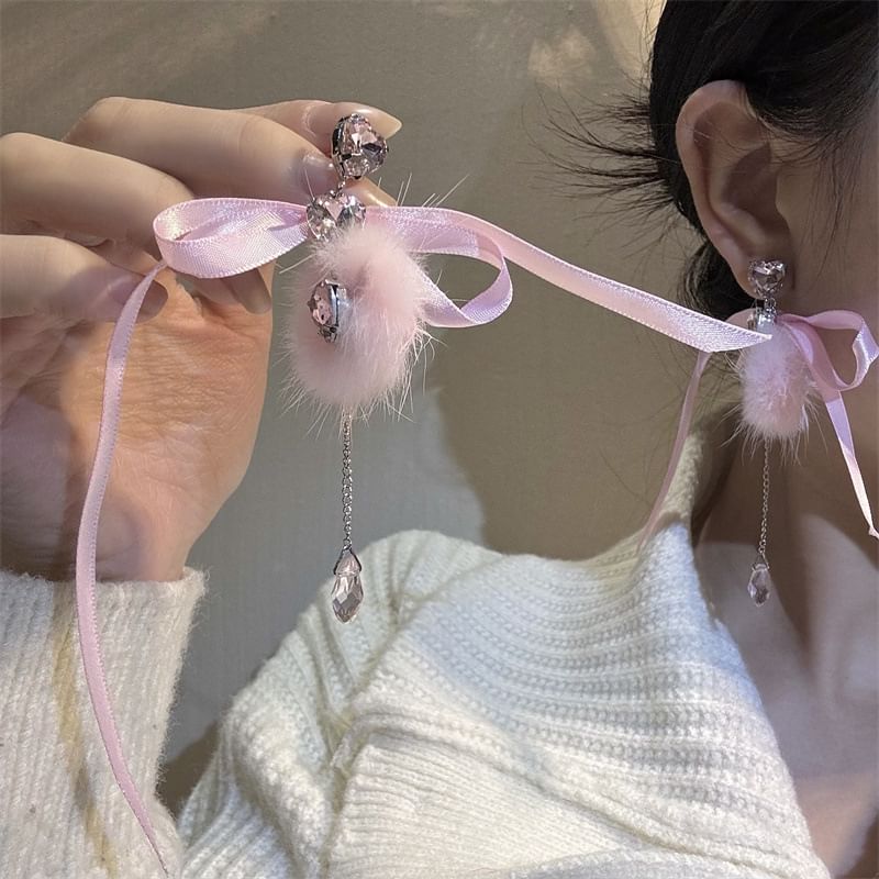 Earring Bowknot Rhinestone Dangle