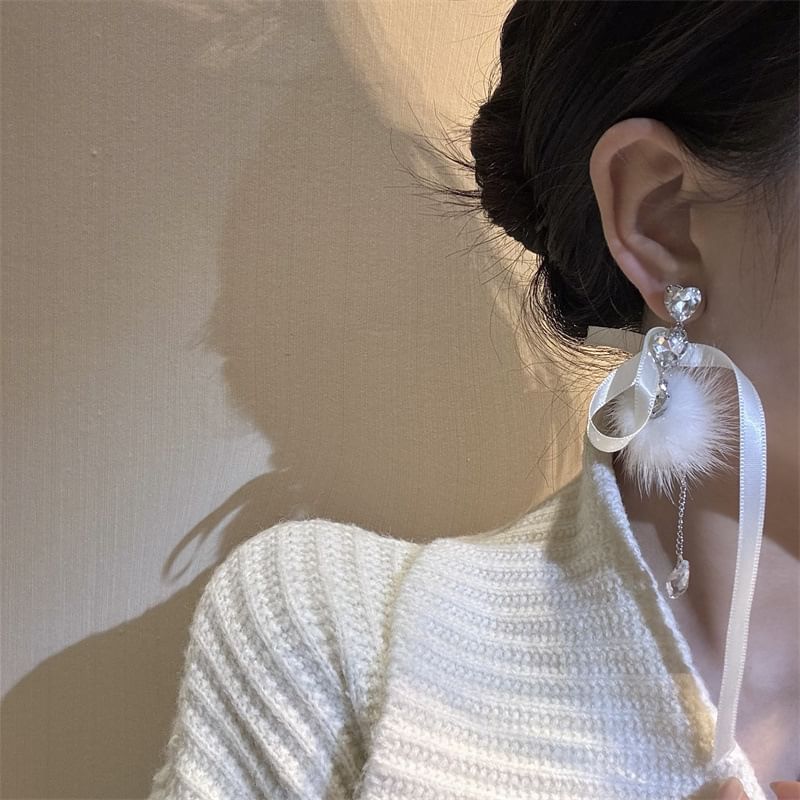Earring Bowknot Rhinestone Dangle