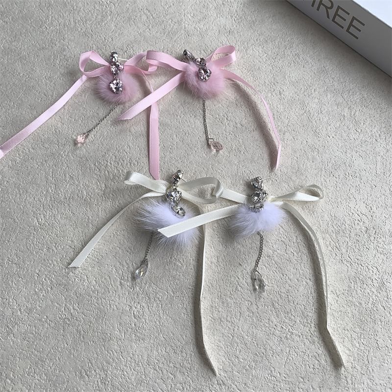 Earring Bowknot Rhinestone Dangle