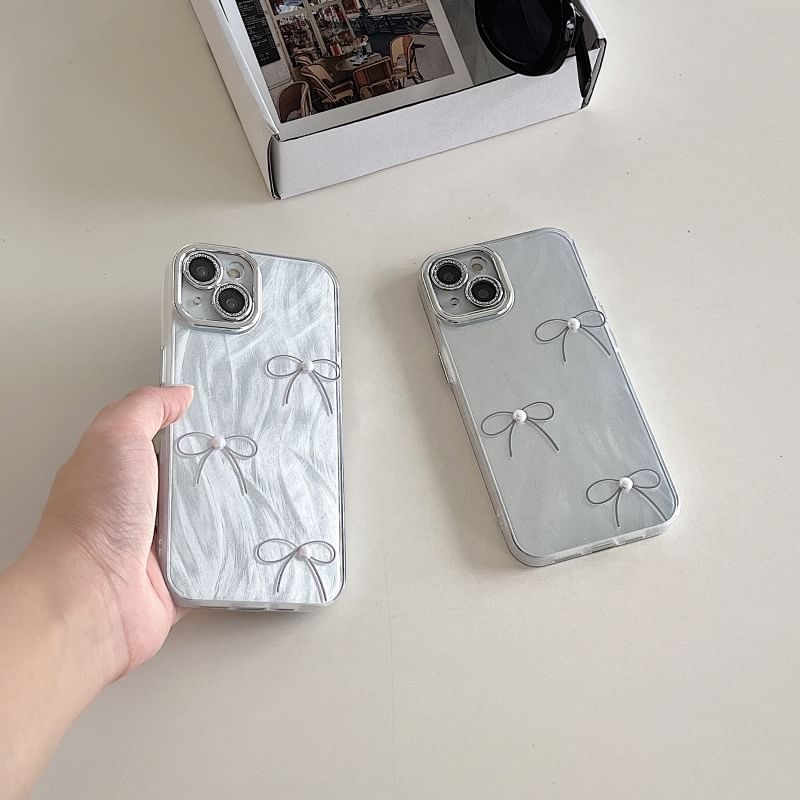 Bow Phone Faux Case Pearl