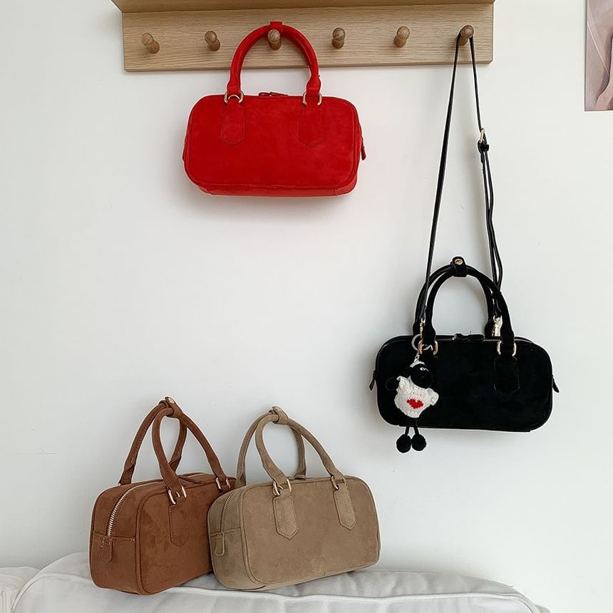 Crossbody Suede Faux Handle Top Bag