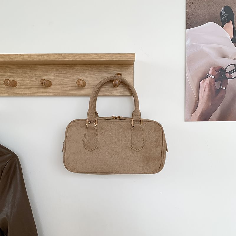 Crossbody Suede Faux Handle Top Bag