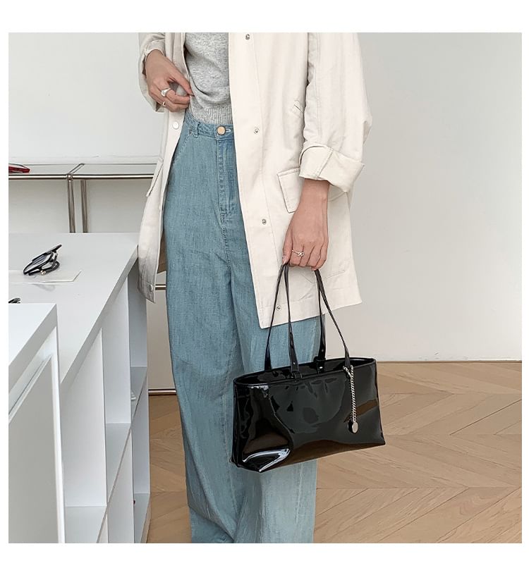 Tote Faux Bag Plain Leather