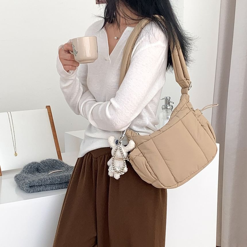 Nylon Crossbody Plain Bag Padded Drawstring