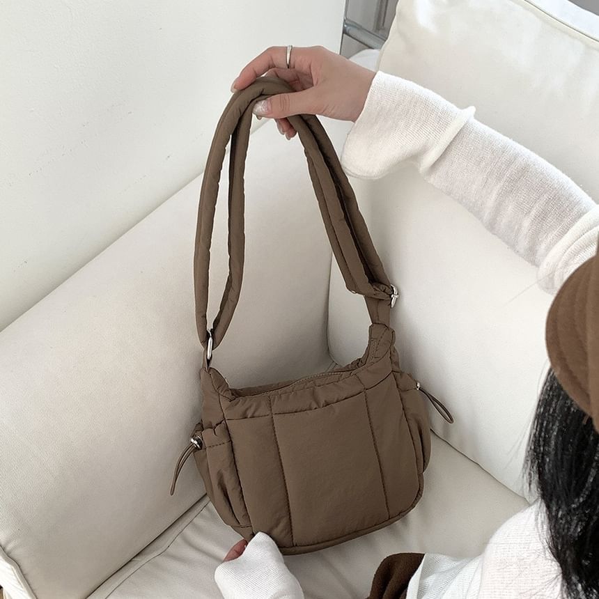 Nylon Crossbody Plain Bag Padded Drawstring