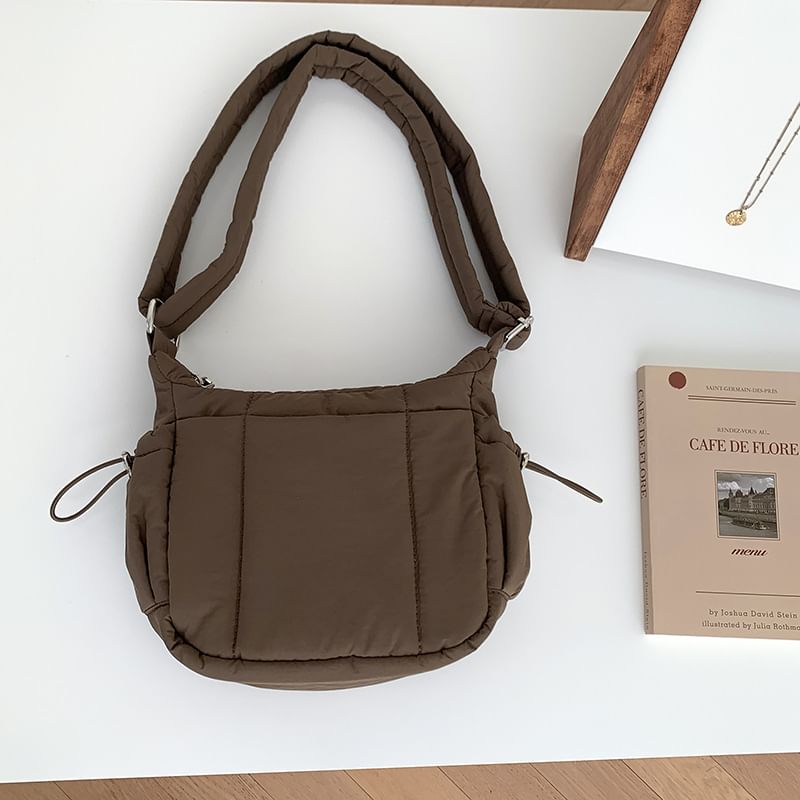 Nylon Crossbody Plain Bag Padded Drawstring