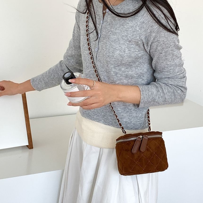 Quilted Velvet Chain Crossbody Bag Strap