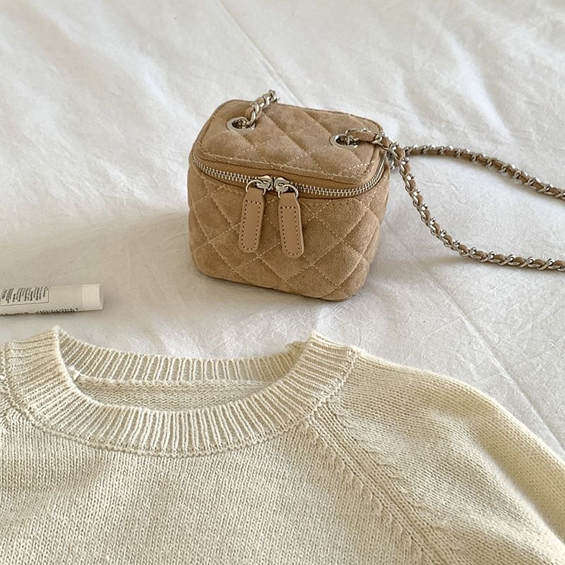 Quilted Velvet Chain Crossbody Bag Strap