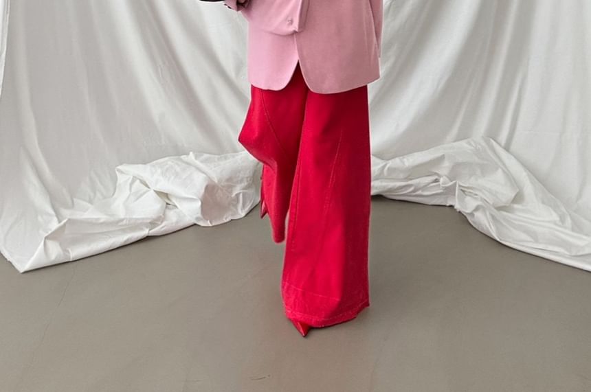 Set Of 3: Woolen Crop Jacket + Vest + Belt Bag