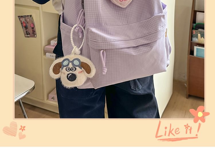 / Brooch Nylon Backpack Plaid Set