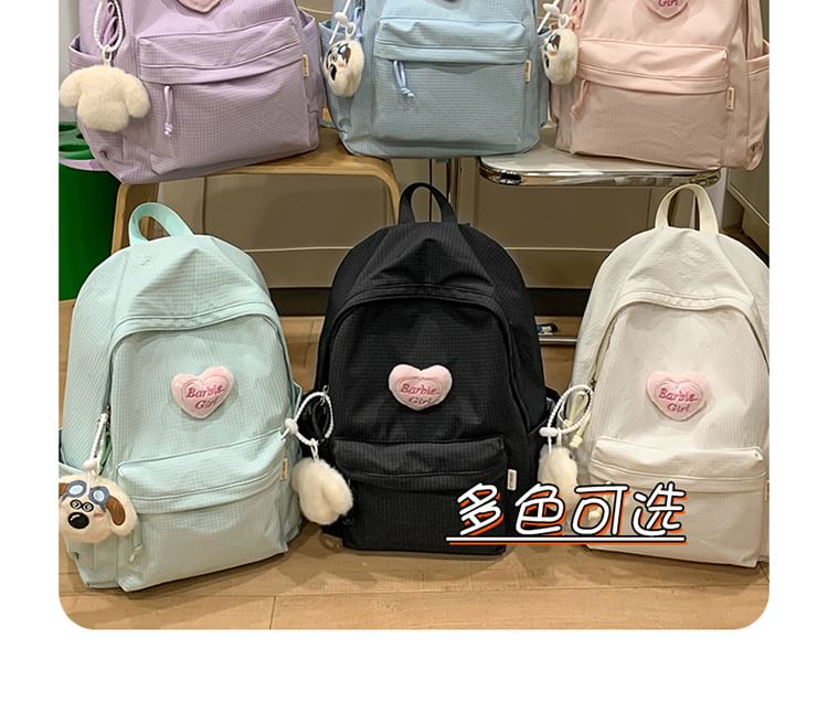 / Brooch Nylon Backpack Plaid Set