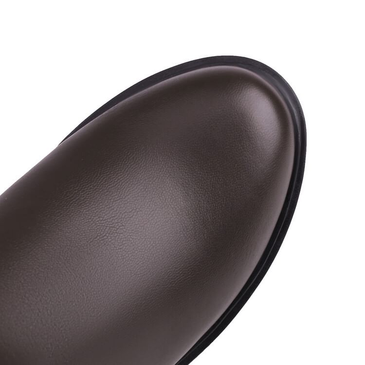 Heel Platform Mid Boots Block Calf