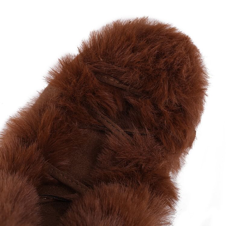 Fluffy Boots Suede Panel Lace Faux Knee High Up Platform