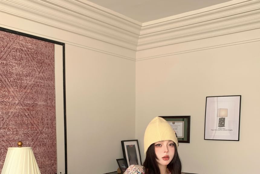 Tweed Tassel Trim Button-Up Jacket