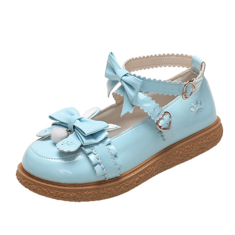 Bow Embroidered Shoes Paw Ankle Jane Platform Strap Mary