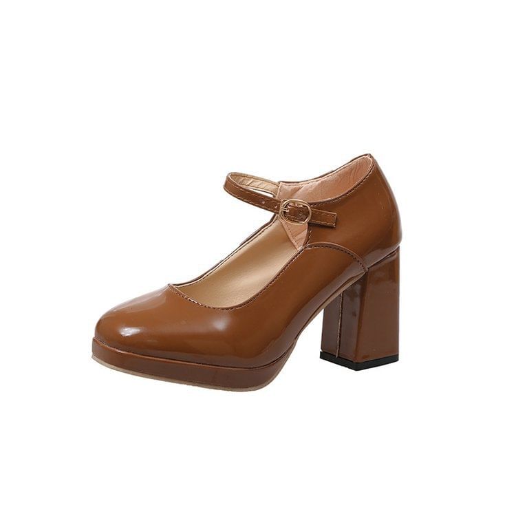 Jane Mary Chunky Heel Pumps Platform