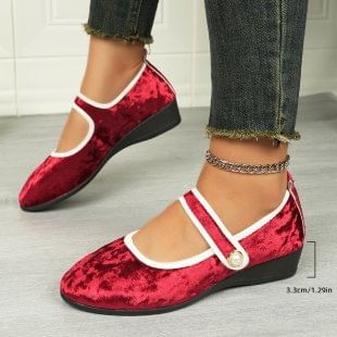 Contrast Shoes Trim Wedge Jane Mary